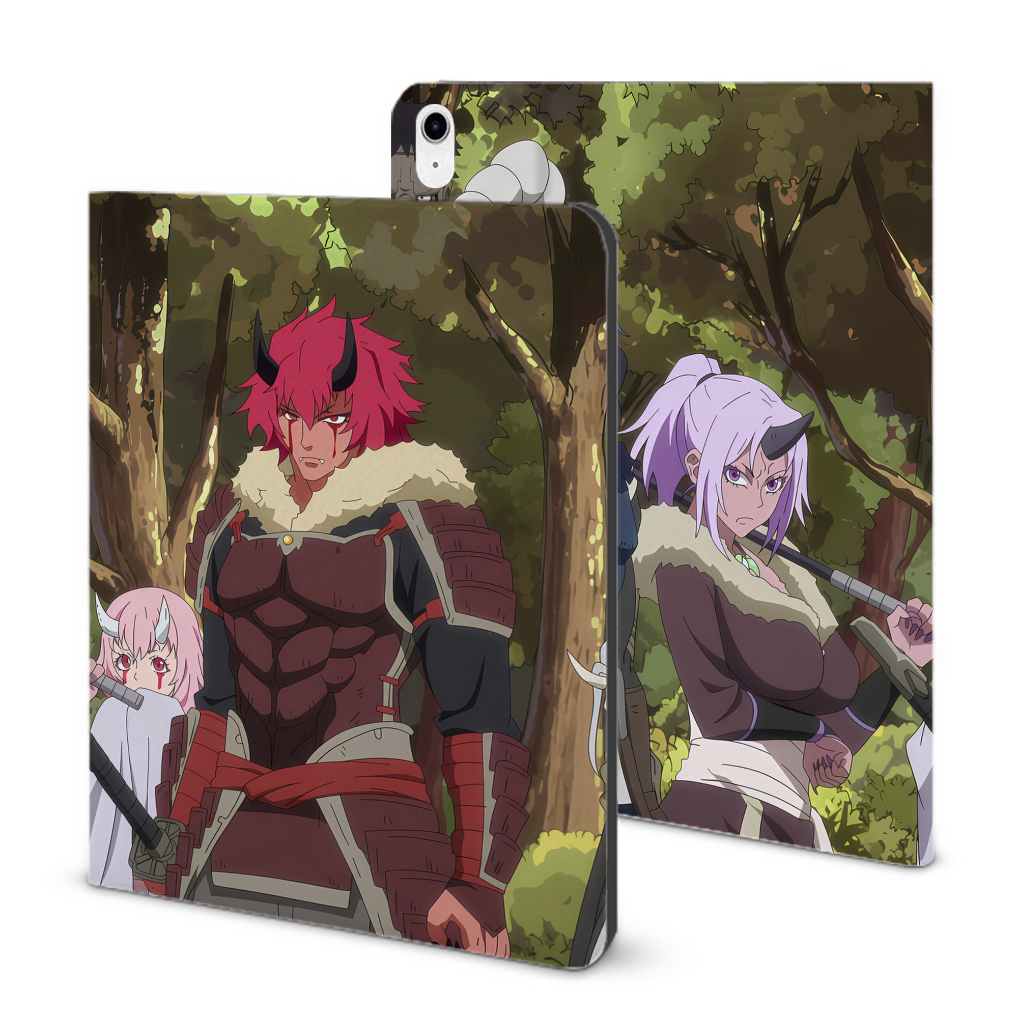 （画像用） 転スラ Regarding Reincarnated to Slime IPad ケース ブック型 PUレザー TPU 耐衝撃 軽量 薄型 ペン収納なし 全面保護 IPad 各モデル対応